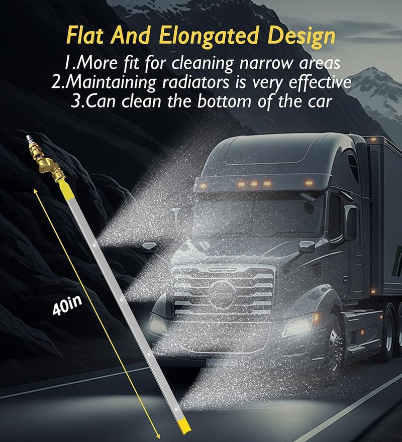 LFMUFNO 100cm/40in Radiator Cleaning Wand - Over 4500PSI Portable Pressure Washer Tool for Car Radiator Flush Kit with Adapter, Deep Clean Accessories (100cm/40in Cleaning Wand with Adapter) - Image 5